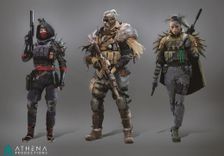 Character Concept design showing various depictions of military characters